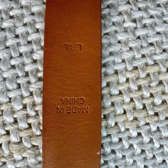 Lauren Ralph Lauren Tan Brown Italian Leather Strap with Gold Ring & Hook, L/XL